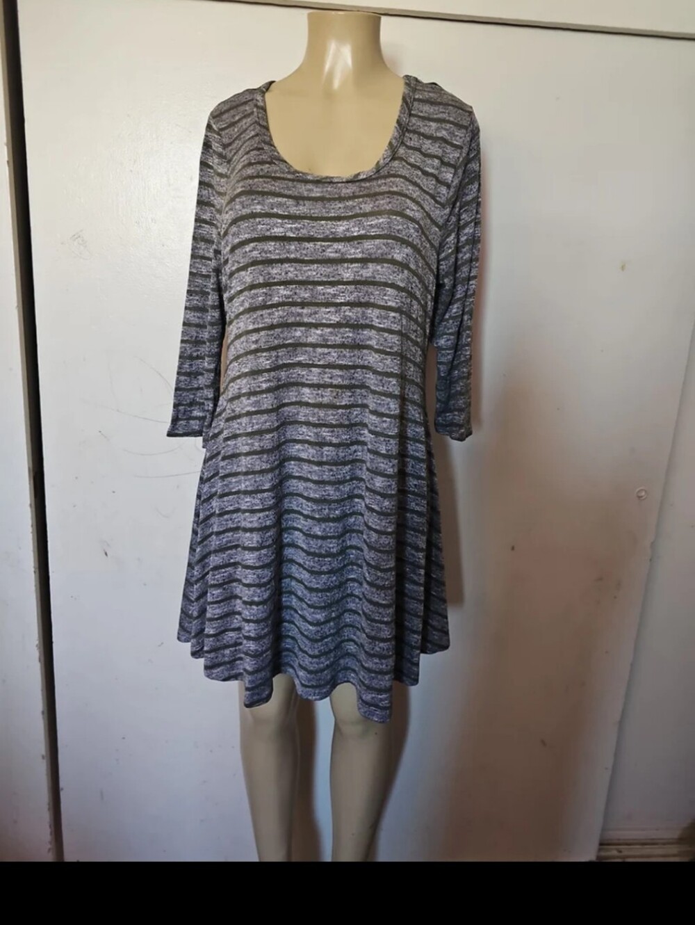 Pinc Gray Striped Scoop Neck Tunic